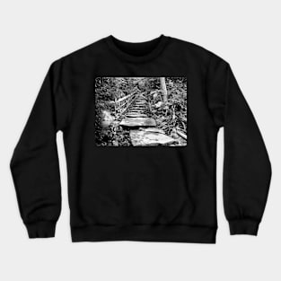 Black and white photo of stepping stone path Crewneck Sweatshirt